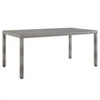 Afuera Living Rectangle Rattan Patio Dining Table with Glass Top in Gray