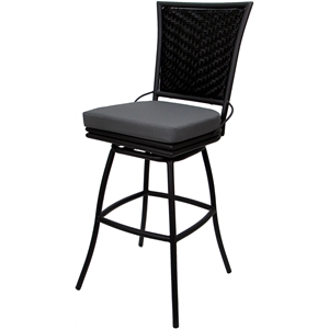 Afuera Living Indoor Outdoor Metal Bar Stool with Gray Seat and Black Frame