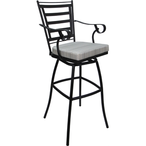 Afuera Living 30&quot Swivel Outdoor Bar Stool with Arms in Cream Fabric