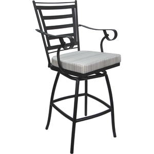 Afuera Living 26&quot Swivel Counter Stool with Arms in Cream Fabric