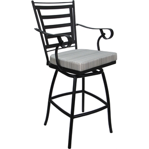 Afuera Living Counter Stool 26&quot Cream Fabric Arms Black Frame