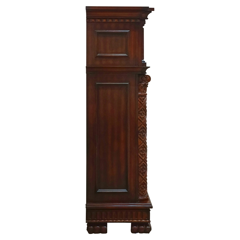 Afuera Living Freestanding Wooden Fireplace in Cherry with Carved Details
