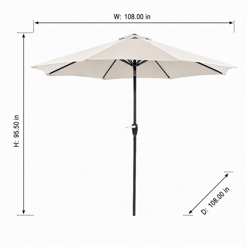 Afuera Living 9' Outdoor Patio Umbrella in Beige with Steel Frame