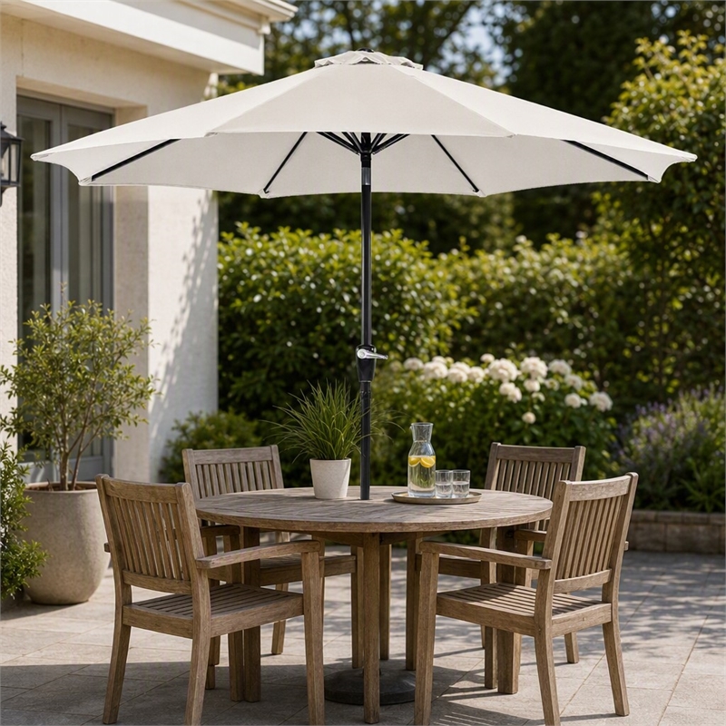Afuera Living 9' Outdoor Patio Umbrella in Beige with Steel Frame