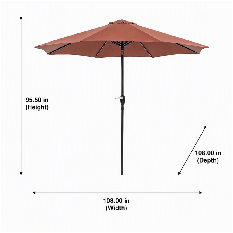 Afuera Living 9' Outdoor Patio Umbrella in Sienna Red with Steel Frame