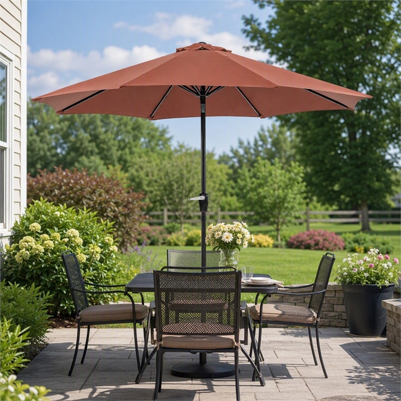Afuera Living 9' Outdoor Patio Umbrella in Sienna Red with Steel Frame