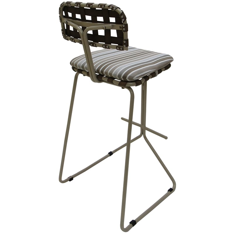 Afuera Living Indoor Outdoor Metal Bar Pub Set with Beige Striped Seat