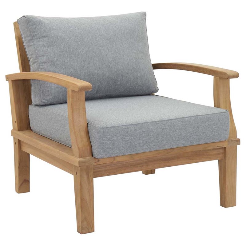 Afuera Living 2-Piece Solid Teak Patio Sectional Sofa Set in Natural Gray