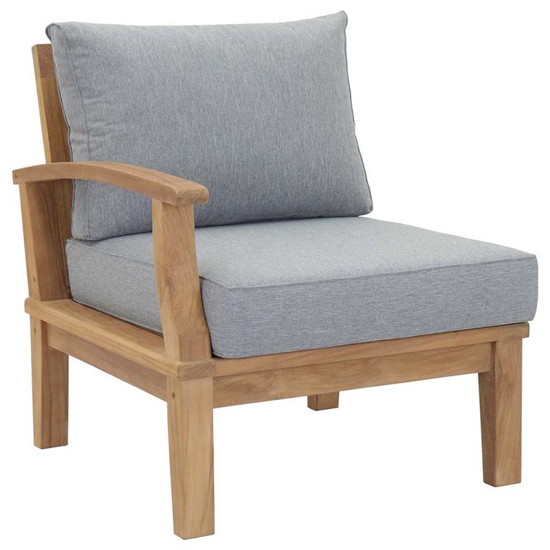 Afuera Living 6-Piece Teak Patio Sectional Sofa Set in Natural/Gray