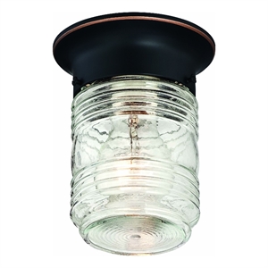 Afuera Living Jelly Jar Ceiling Light with Ribbed Glass in Oil-Rubbed Bronze
