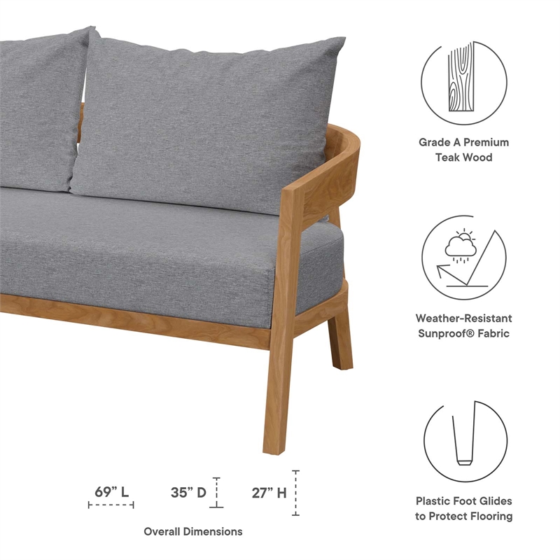 Afuera Living 6-Piece Teak Wood Patio Set in Natural/Gray