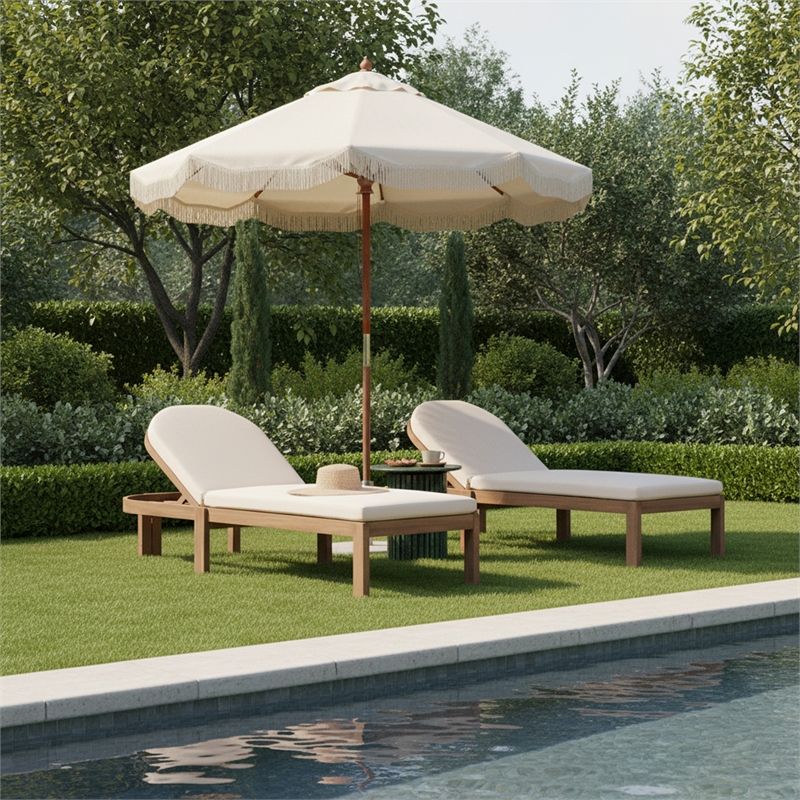 Afuera Living Cream Water Resistant Patio Lounge Chair with Cover