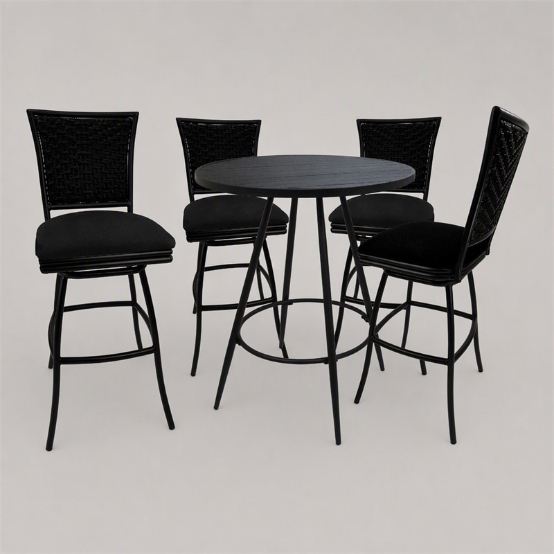 Afuera Living Erin 5-Piece Indoor/Outdoor Fabric Pub Set in Black Finish