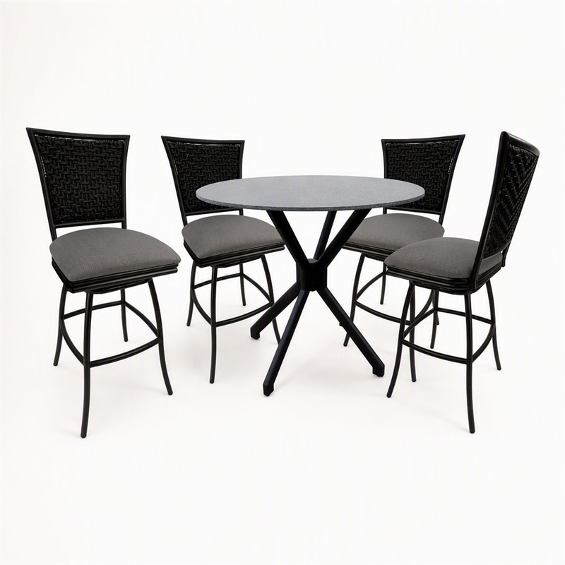 Afuera Living Erin 5-Piece Fabric Indoor/Outdoor Pub Set in Dark Gray Finish