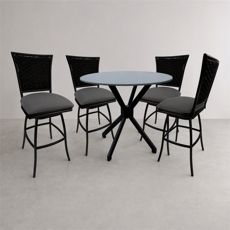 Afuera Living Erin 5-Piece Fabric Indoor/Outdoor Pub Set in Dark Gray Finish