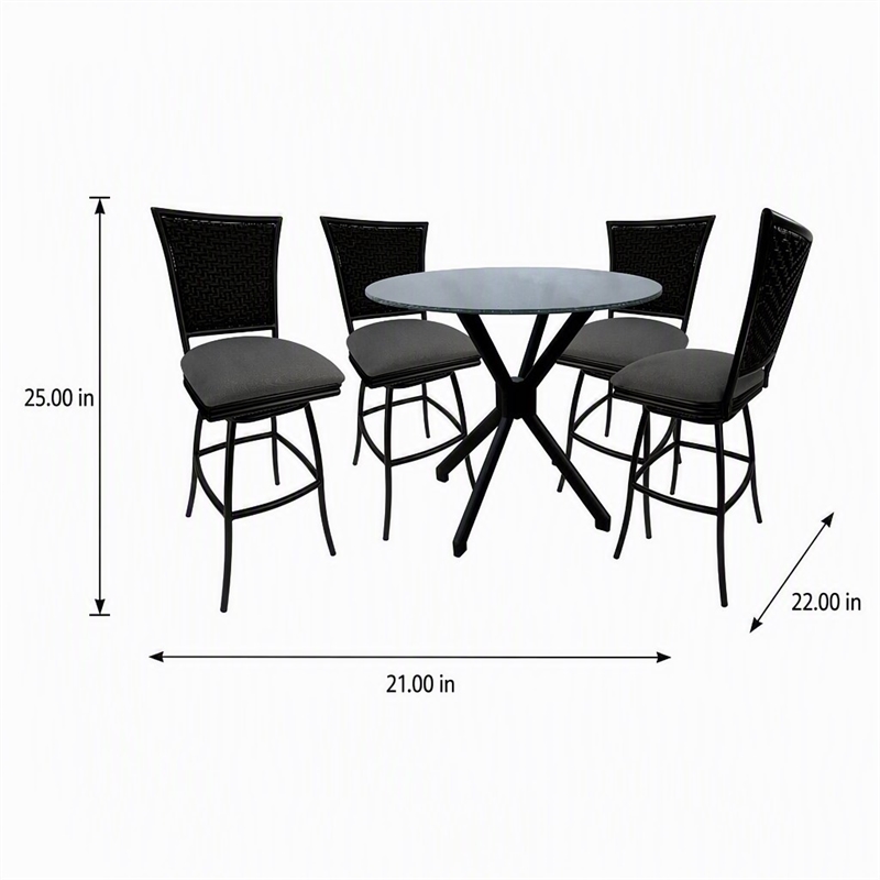 Afuera Living Erin 5-Piece Fabric Indoor/Outdoor Pub Set in Dark Gray Finish