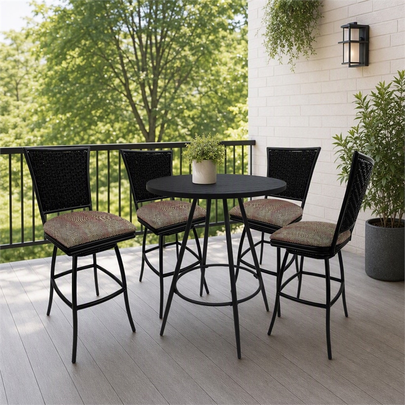 Afuera Living Erin 5-Piece Indoor/Outdoor Pub Set in Multi-Color Sun Fabric