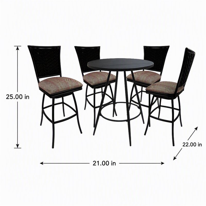 Afuera Living Erin 5-Piece Indoor/Outdoor Pub Set in Multi-Color Sun Fabric