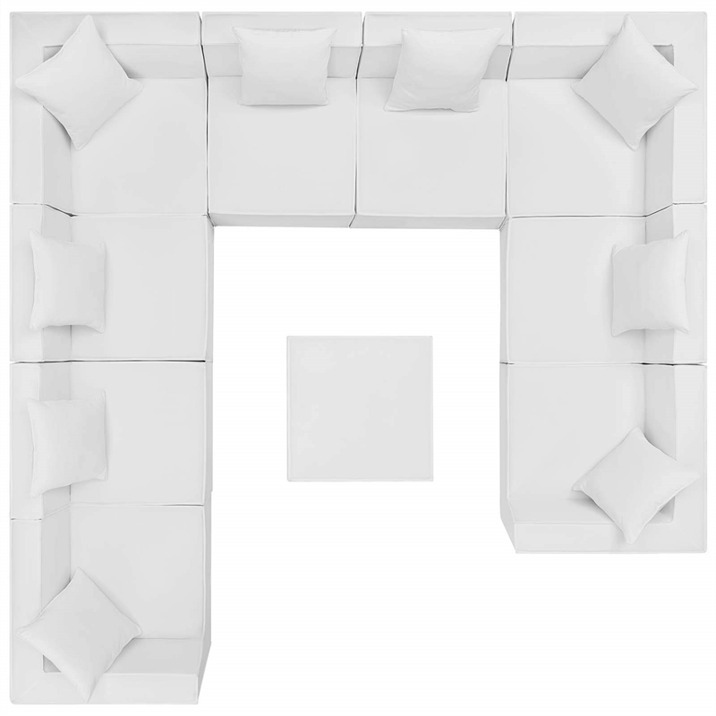 Afuera Living 10-Piece Outdoor Patio Sectional Sofa in White Fabric