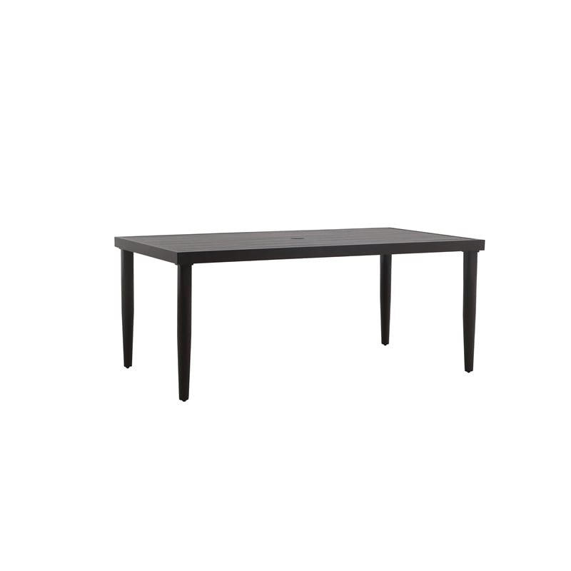 Afuera Living Aluminum Patio Dining Table with Slatted Top in Brown Finish