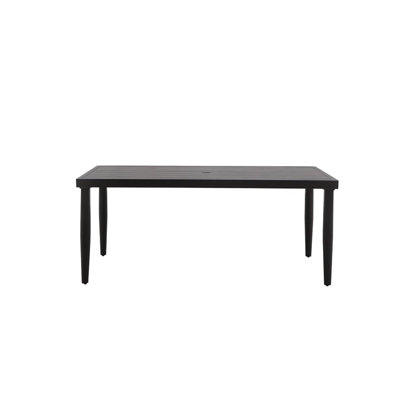 Afuera Living Aluminum Patio Dining Table with Slatted Top in Brown Finish