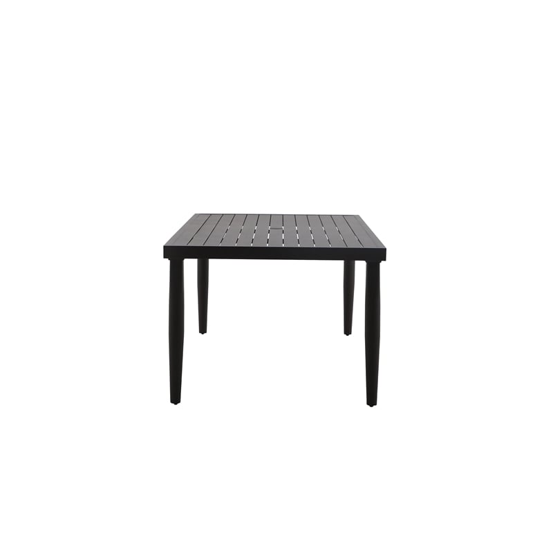 Afuera Living Aluminum Patio Dining Table with Slatted Top in Brown Finish