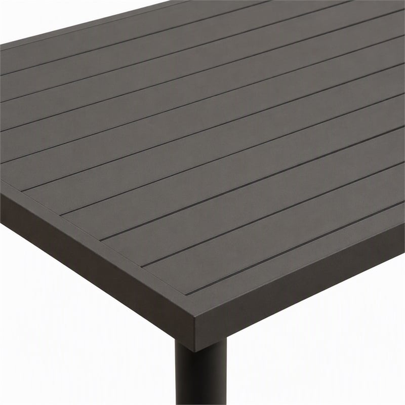 Afuera Living Aluminum Patio Dining Table with Slatted Top in Brown Finish