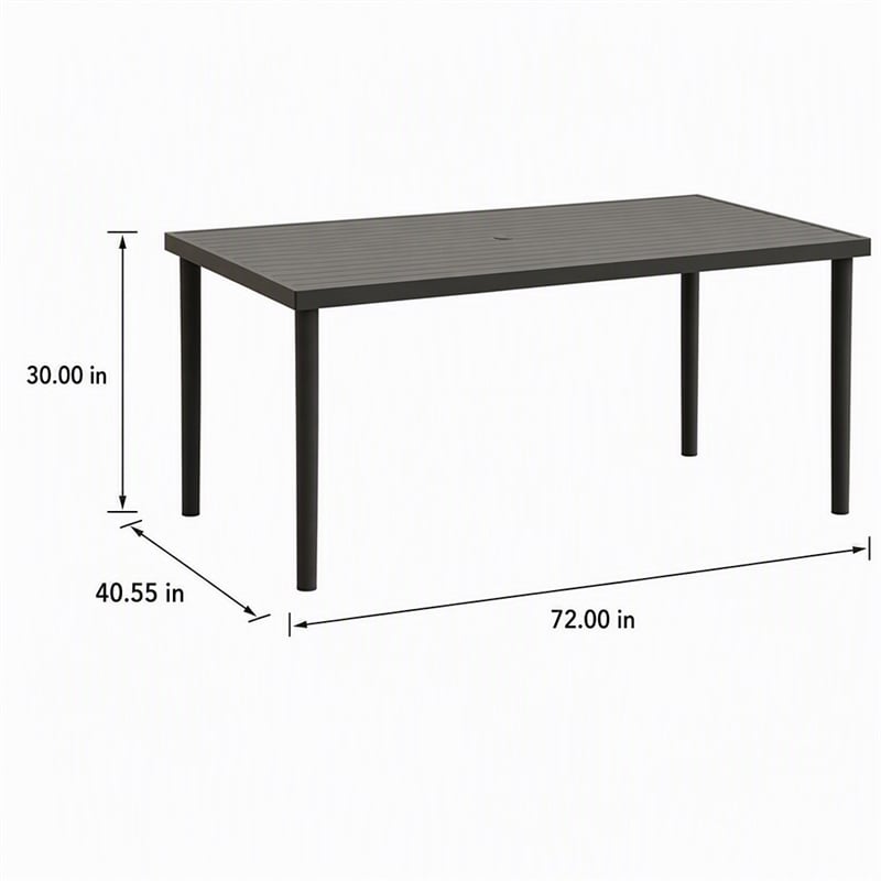 Afuera Living Aluminum Patio Dining Table with Slatted Top in Brown Finish