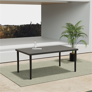 Afuera Living Aluminum Patio Dining Table with Slatted Top in Brown Finish