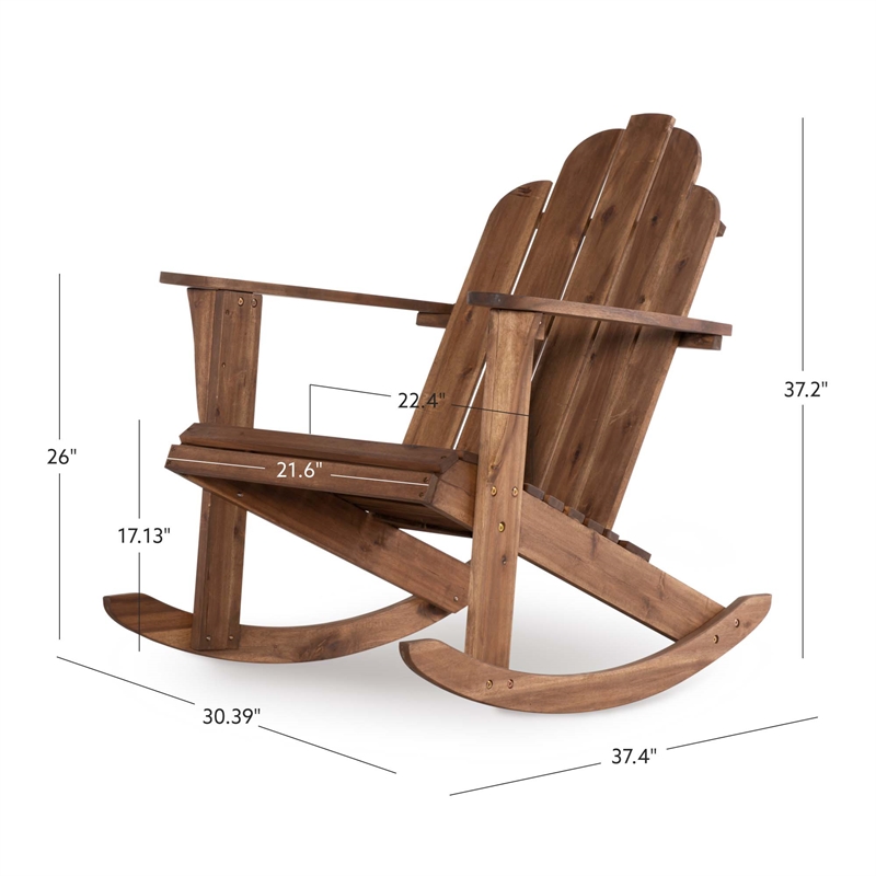 Afuera Living Solid Acacia Wood Outdoor Rocker in Acorn Brown Stain