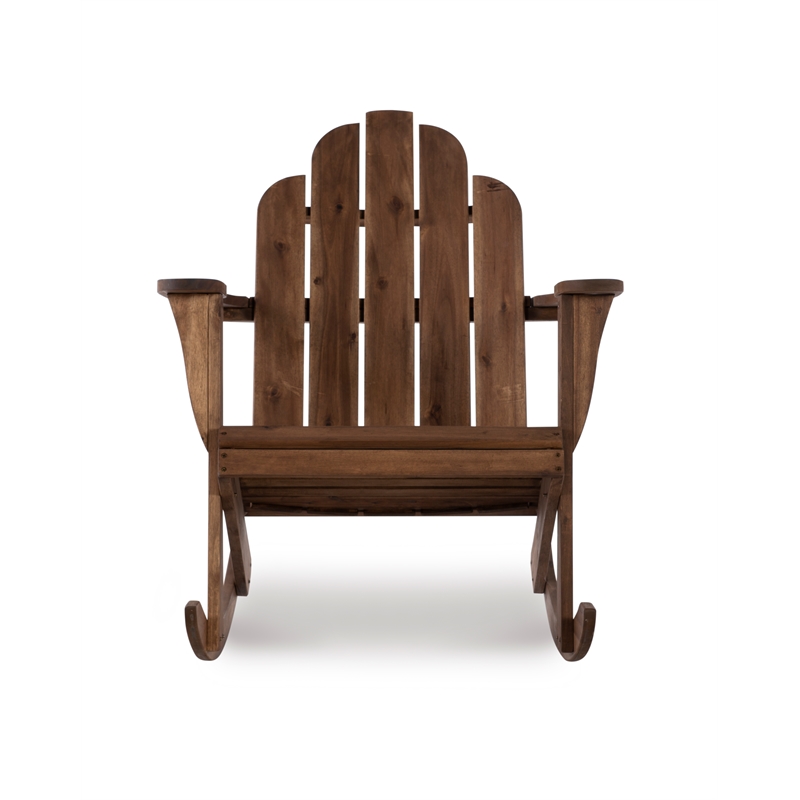 Afuera Living Solid Acacia Wood Outdoor Rocker in Acorn Brown Stain