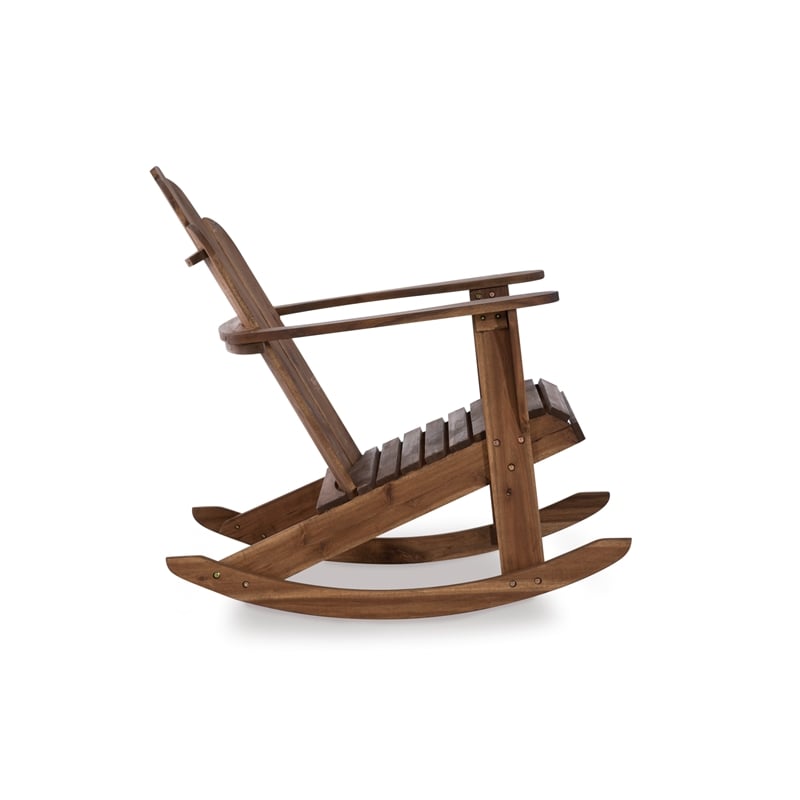 Afuera Living Solid Acacia Wood Outdoor Rocker in Acorn Brown Stain