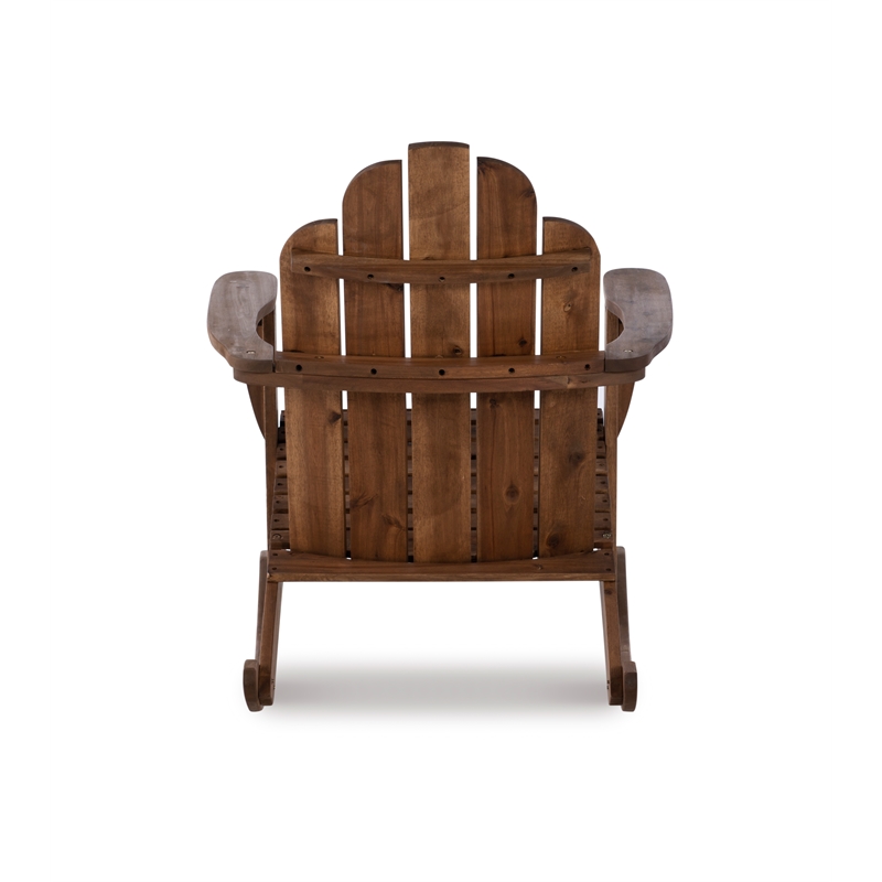 Afuera Living Solid Acacia Wood Outdoor Rocker in Acorn Brown Stain