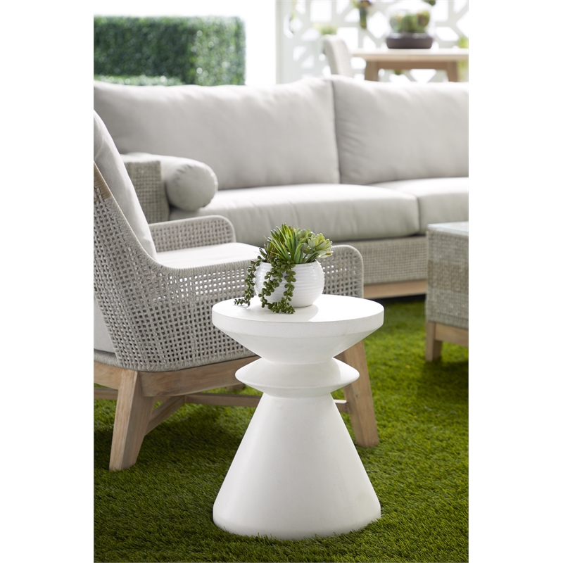 Afuera Living Pawn Concrete Accent Table in Ivory for Indoor/Outdoor Use