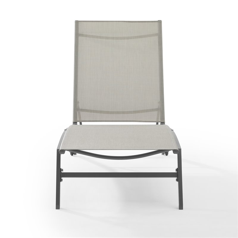 Afuera Living Metal Sling Chaise Lounge Set in Matte Black and Light Gray