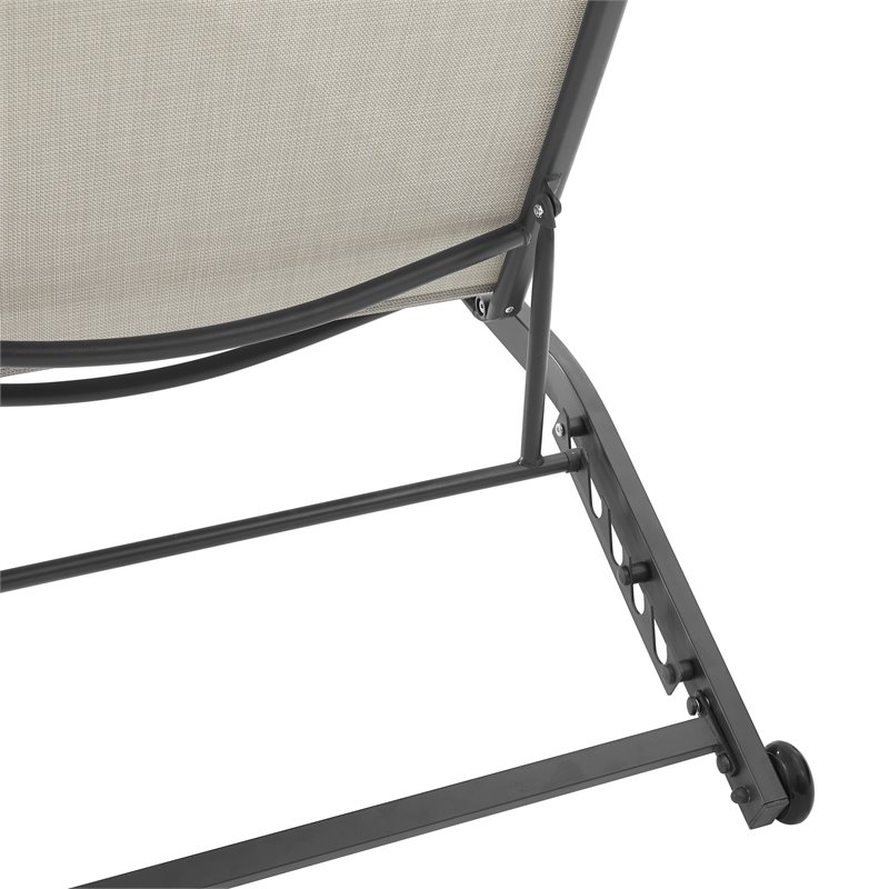 Afuera Living Metal Sling Chaise Lounge Set in Matte Black and Light Gray
