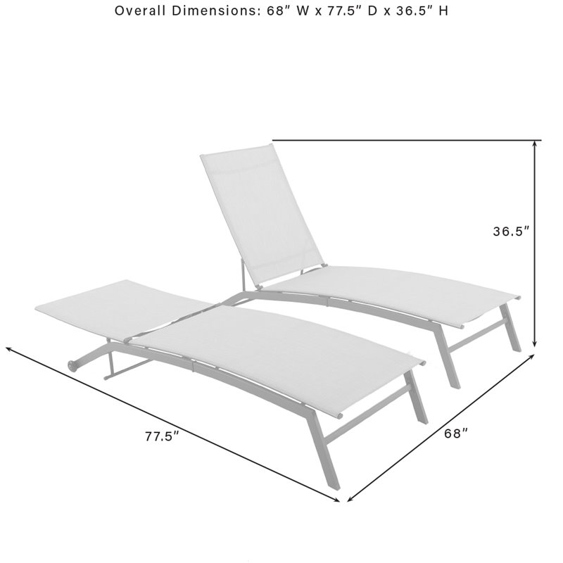 Afuera Living Metal Sling Chaise Lounge Set in Matte Black and Light Gray
