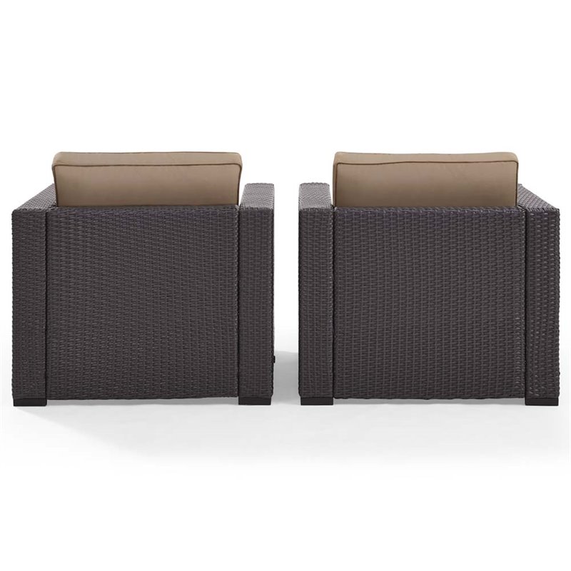 Afuera Living Patio Wicker Arm Chair Fabric in Brown/Mocha (Set of 2)