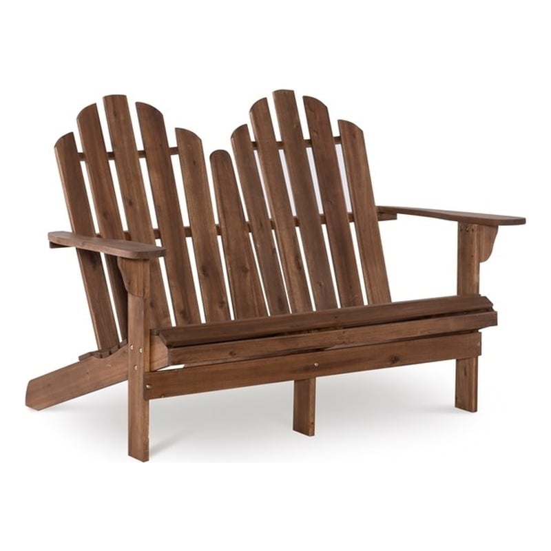 Afuera Living Outdoor Double Bench Solid Acacia Wood in Acorn Brown