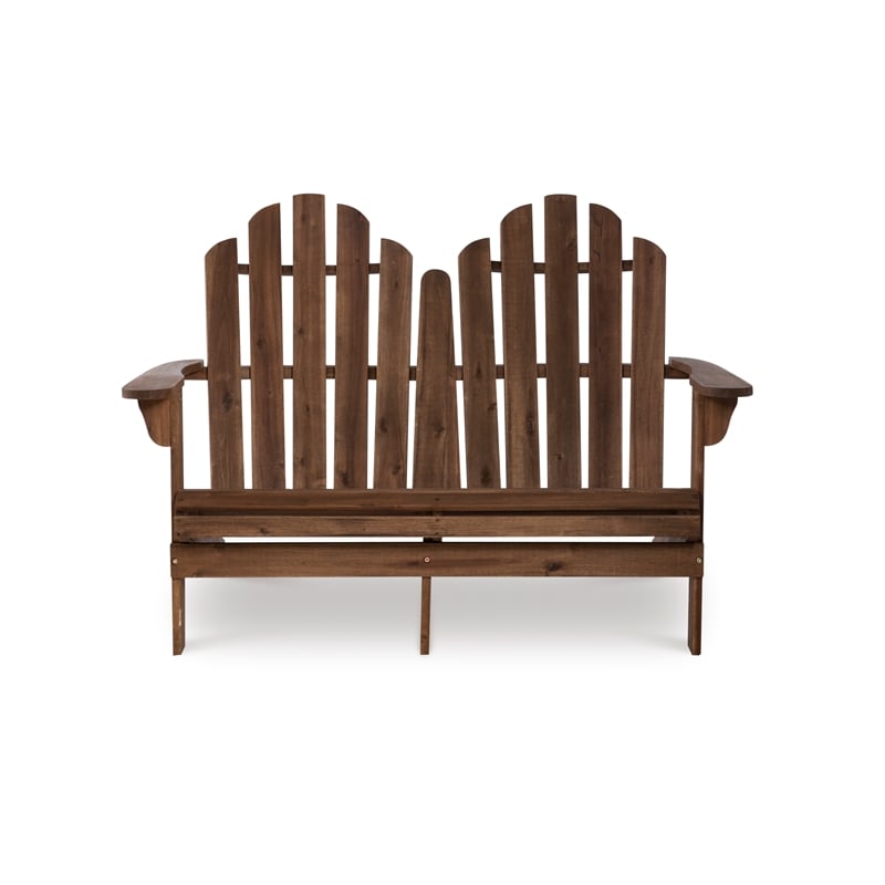 Afuera Living Outdoor Double Bench Solid Acacia Wood in Acorn Brown