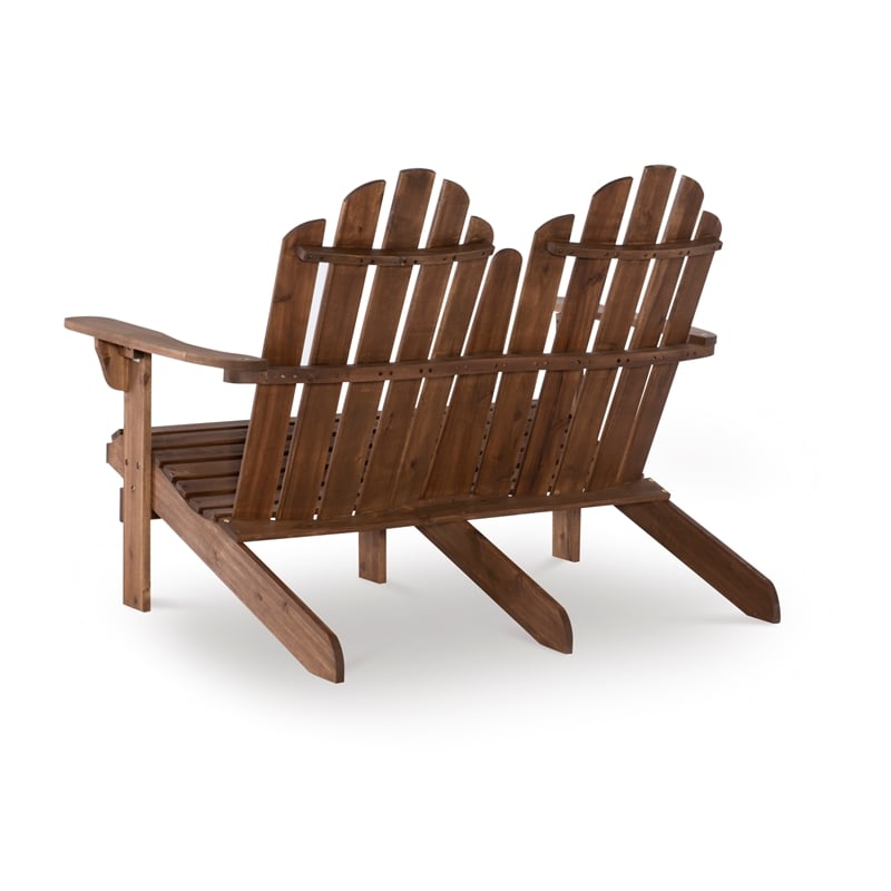 Afuera Living Outdoor Double Bench Solid Acacia Wood in Acorn Brown