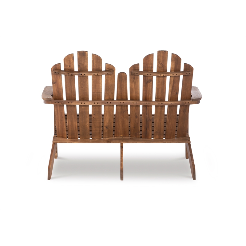 Afuera Living Outdoor Double Bench Solid Acacia Wood in Acorn Brown