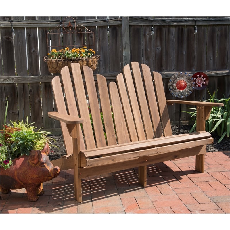 Afuera Living Outdoor Double Bench Solid Acacia Wood in Acorn Brown