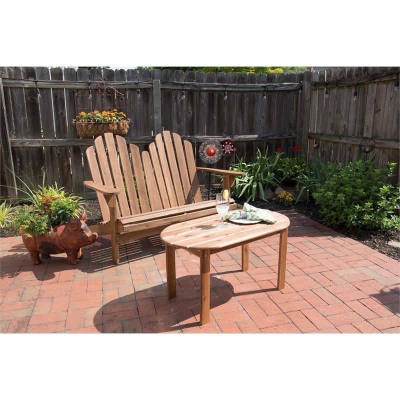 Afuera Living Outdoor Double Bench Solid Acacia Wood in Acorn Brown