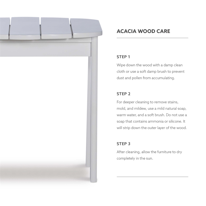 Afuera Living Outdoor Side Table Solid Acacia Wood in White Stain