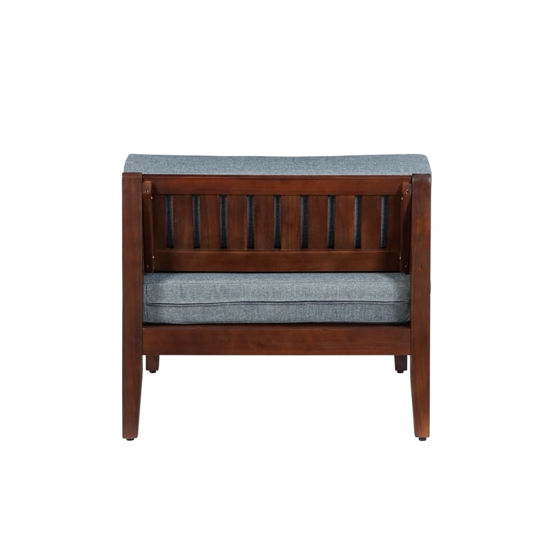 Afuera Living Outdoor Middle Chair Acacia Wood with Gray Cushions in Walnut