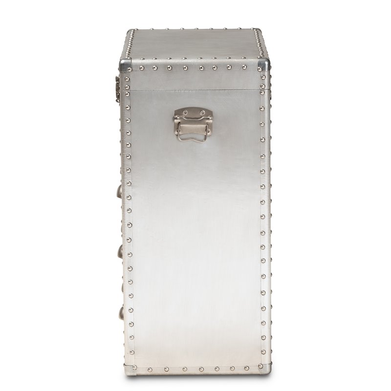 Afuera Living Serge Silver Metal 3-Drawer Storage Chest