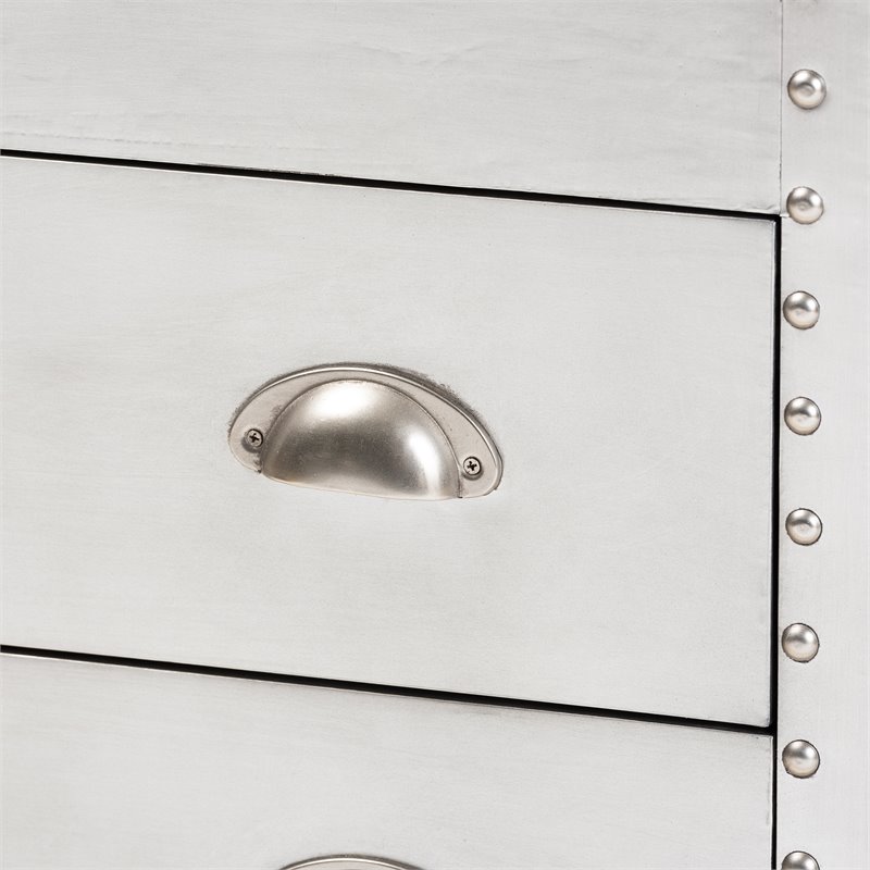 Afuera Living Serge Silver Metal 3-Drawer Storage Chest