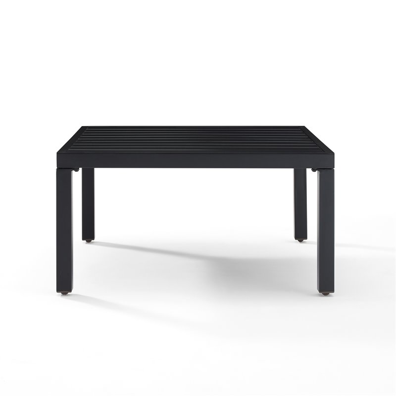 Afuera Living Matte Black Outdoor Metal Coffee Table with Slatted Top