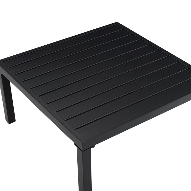 Afuera Living Matte Black Outdoor Metal Coffee Table with Slatted Top